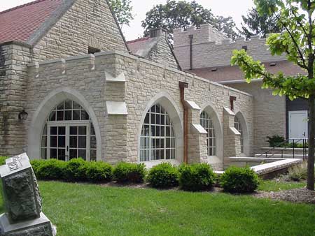 Timbered outside of Chrit Episcopal Church in Winnetka, IL